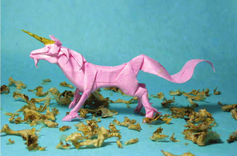 Pink Origami Unicorn