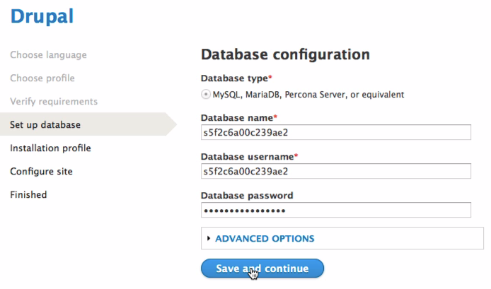  Database configuration defaults look random, but are setup by simplytest.me to have the right values.