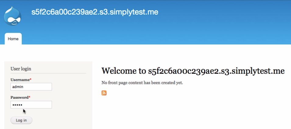  To log into your Drupal site, enter the username and password you established in Step 9