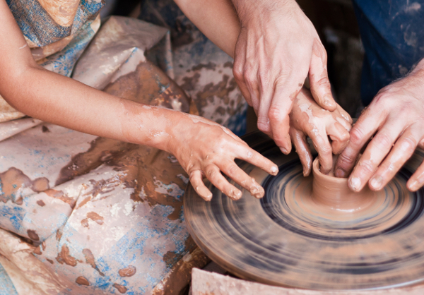 Pottery on wheel