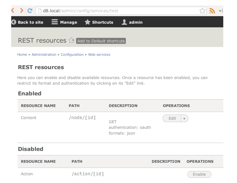 Here we are requiring OAuth to access nodes in our REST API.